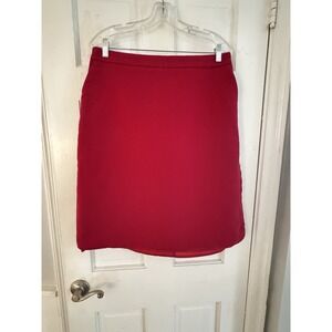 Lands End Skirt Women's Size 14 Red 100% Wool Holiday Career‎